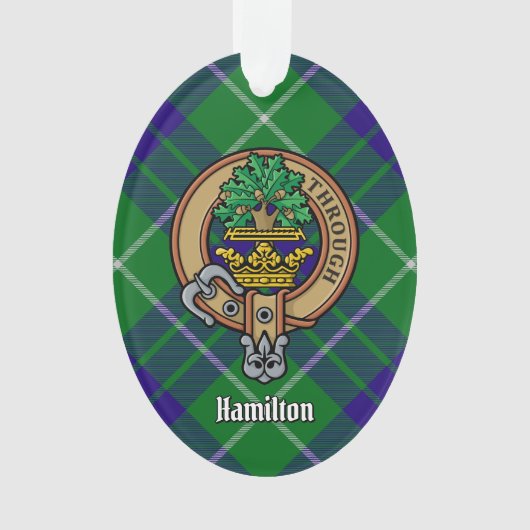 Clan Hamilton Wappen über Jagd Tartan Ornament (Vorderseite)