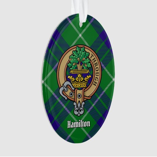 Clan Hamilton Wappen über Jagd Tartan Ornament (Vorderseite)
