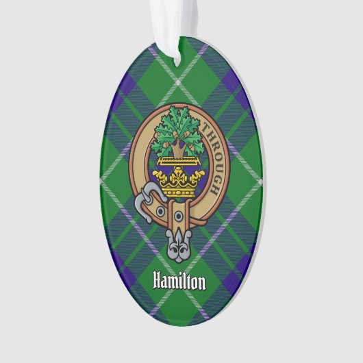 Clan Hamilton Wappen über Jagd Tartan Ornament (Vorderseite)