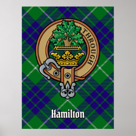 Clan Hamilton Wappen über Jagd Tartan Poster