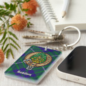 Clan Hamilton Wappen über Jagd Tartan Schlüsselanh Schlüsselanhänger (Vorderseite rechts)