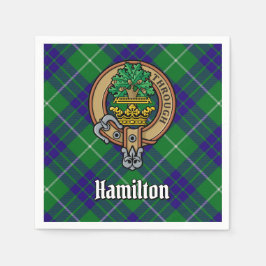 Clan Hamilton Wappen über Jagd Tartan Serviette