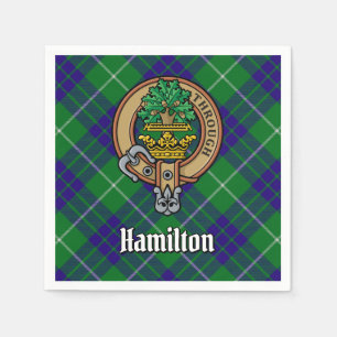 Clan Hamilton Wappen über Jagd Tartan Serviette