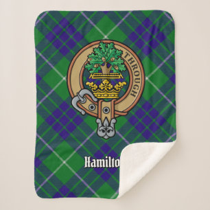 Clan Hamilton Wappen über Jagd Tartan Sherpadecke