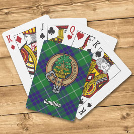 Clan Hamilton Wappen über Jagd Tartan Spielkarten