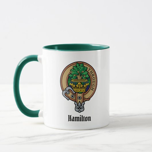 Clan Hamilton Wappen über Jagd Tartan Tasse (Links)