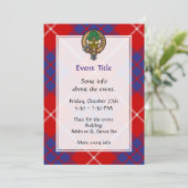 Clan Hamilton Wappen über Red Tartan Einladung (Stehend Vorderseite)