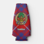 Clan Hamilton Wappen über Red Tartan Flasche Coole Flaschenkühler (Vorderseite)