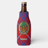 Clan Hamilton Wappen über Red Tartan Flasche Coole Flaschenkühler (Flaschenvorderseite)