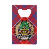 Clan Hamilton Wappen über Red Tartan Geldbeutel Flaschenöffner (Vorderseite)