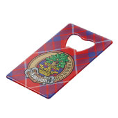 Clan Hamilton Wappen über Red Tartan Geldbeutel Flaschenöffner (Vorderseite Schrägansicht)