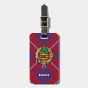 Clan Hamilton Wappen über Red Tartan Gepäckanhänger