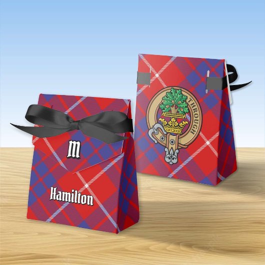 Clan Hamilton Wappen über Red Tartan Gevor Box Geschenkschachtel