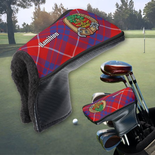 Clan Hamilton Wappen über Red Tartan Golf Headcover