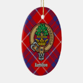 Clan Hamilton Wappen über Red Tartan Keramik Ornament (Rechts)