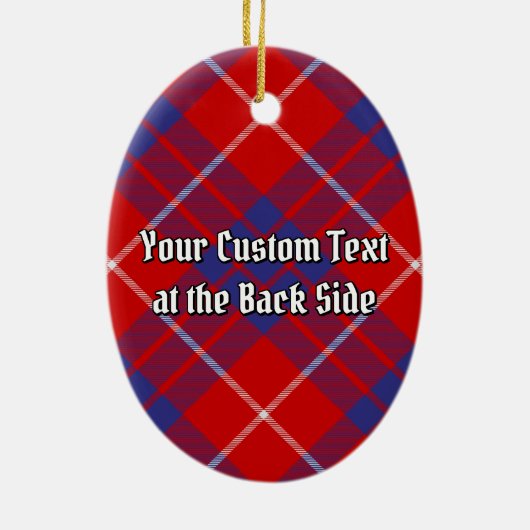 Clan Hamilton Wappen über Red Tartan Keramik Ornament (Hinten)