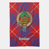 Clan Hamilton Wappen über Red Tartan Kitetücher Geschirrtuch (Vertikal)