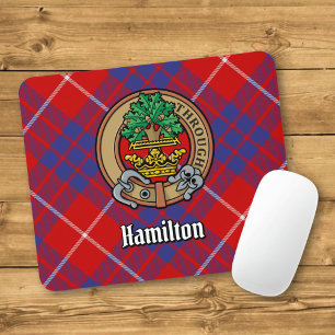 Clan Hamilton Wappen über Red Tartan Mousepad