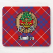 Clan Hamilton Wappen über Red Tartan Mousepad (Vorne)