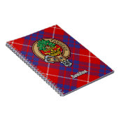 Clan Hamilton Wappen über Red Tartan Notizblock (Rechte Seite)