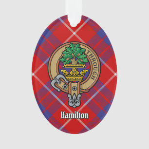 Clan Hamilton Wappen über Red Tartan Ornament