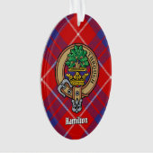 Clan Hamilton Wappen über Red Tartan Ornament (Vorderseite)