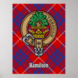Clan Hamilton Wappen über Red Tartan Poster