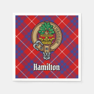 Clan Hamilton Wappen über Red Tartan Serviette