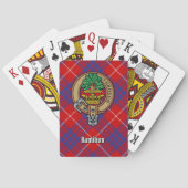 Clan Hamilton Wappen über Red Tartan Spielkarten (Rückseite)