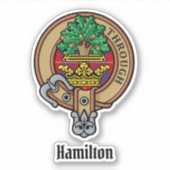Clan Hamilton Wappen über Red Tartan Sticker (Vorderseite)