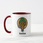 Clan Hamilton Wappen über Red Tartan Tasse (Links)