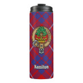 Clan Hamilton Wappen über Red Tartan Thermosbecher (Vorderseite)