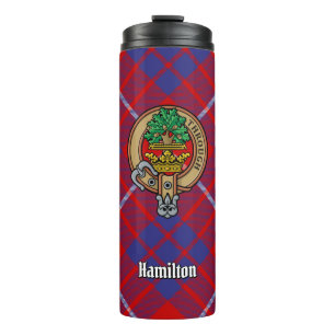 Clan Hamilton Wappen über Red Tartan Thermosbecher
