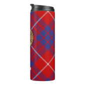 Clan Hamilton Wappen über Red Tartan Thermosbecher (Nach rechts gedreht)