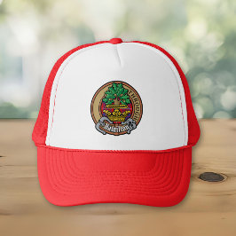 Clan Hamilton Wappen über Red Tartan Trucker Hat Truckerkappe