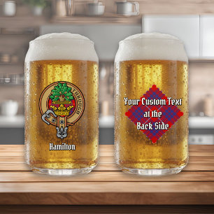 Clan Hamilton-Wappen über rotem Tartan Dosenglas