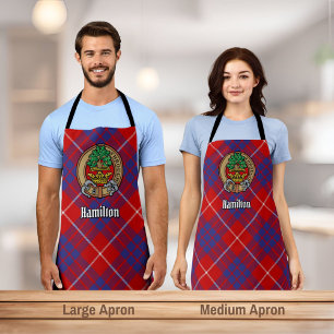Clan Hamilton-Wappen über roter Tartan-Schürze Schürze