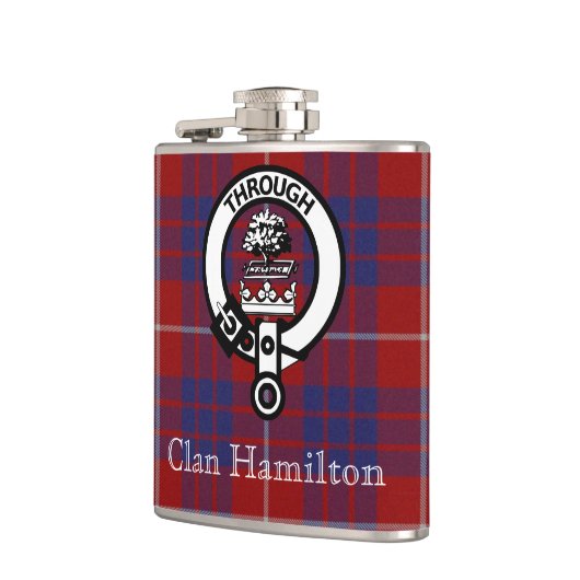 Clan Hamilton Wappen und Tartan Flag Flachmann (Links)