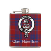 Clan Hamilton Wappen und Tartan Flag Flachmann (Vorderseite)