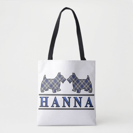 Clan Hannay Hanna Scottie Dogs Tartan Kariert Tasche (Vorderseite)