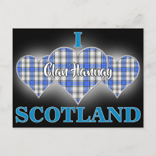Clan Hannay I Liebe Schottland Tartan Herz Postkarte