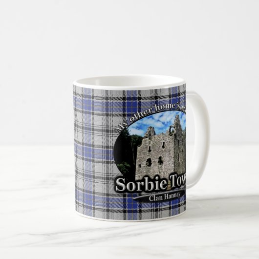 Clan Hannay Sorbie Turm-SchlossTartan Kaffeetasse (VorderseiteRechts)
