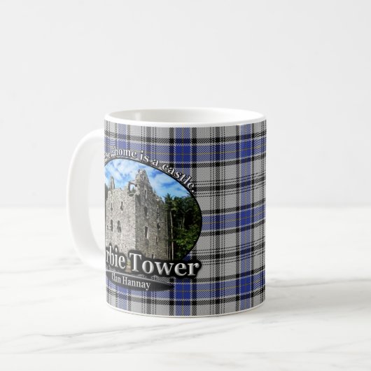 Clan Hannay Sorbie Turm-SchlossTartan Kaffeetasse (Vorderseite Links)