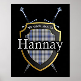 Clan Hannay Tartan Shield & Schwerter Print Poster