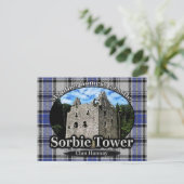 Clan Hannay Tartan Sorbie Tower Scotland Postkarte (Stehend Vorderseite)