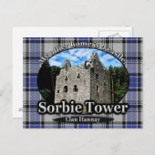 Clan Hannay Tartan Sorbie Tower Scotland Postkarte (Vorne/Hinten)