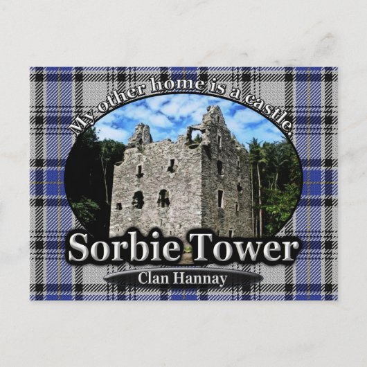 Clan Hannay Tartan Sorbie Tower Scotland Postkarte (Vorderseite)