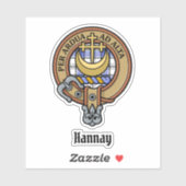 Clan Hannay Wappen über Tartan Aufkleber (Blatt)