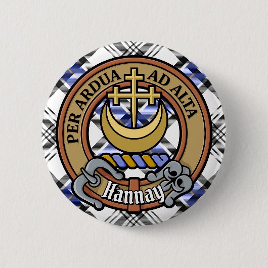 Clan Hannay Wappen über Tartan Button (Vorderseite)