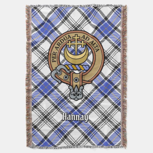 Clan Hannay-Wappen über Tartan Decke (Vorderseite Vertikal)